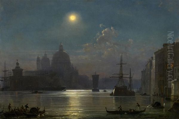 Venedig. Blick Uber Das Markusbecken Auf Santa Maria Della Salute Oil Painting by Friedrich Nerly