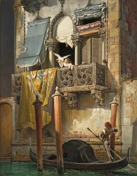 Das Haus Der Desdemona In Venedig Oil Painting by Friedrich Nerly