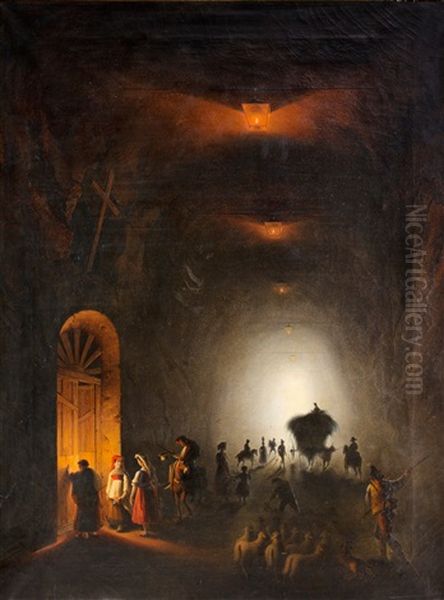 Tunnel I Possillipo, Neapel Oil Painting by Friedrich Nerly