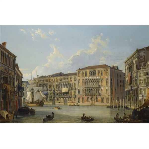 Der Palazzo Foscari Am Canale Grande, Venedig - The Palazzo Foscari On The Grand Canal, Venice Oil Painting by Friedrich Nerly