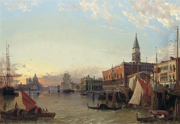 The Doge's Palace And The Piazzetta Di San Marco With A View Of The Grand Canal And Santa Maria Della Salute Beyond Oil Painting by Friedrich Nerly