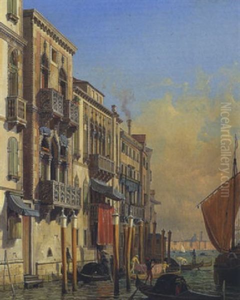 Motiv Aus Venedig (blick Vom Canal Grande Auf S. Geremia?) Oil Painting by Friedrich Nerly