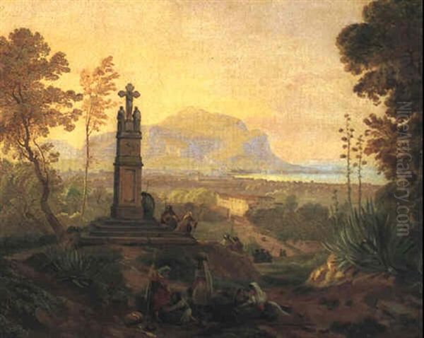 Blick Auf Palermo Mit Dem Monte Pellegrino Im Hintergrund by Friedrich Nerly