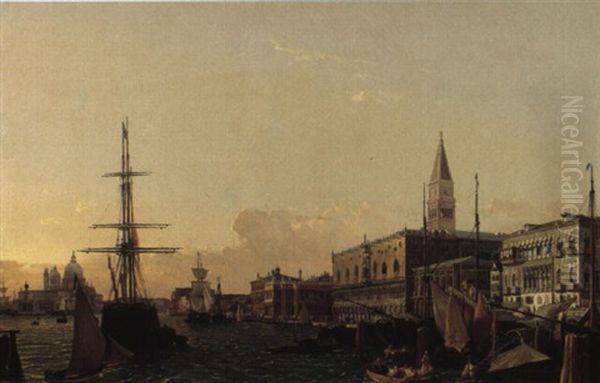 Ansicht Von Venedig Mit Dogenpalast Und Isola Di San Giorgio Maggiore Oil Painting by Friedrich Nerly