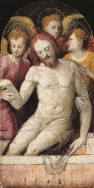 The Dead Christ Supported By Angels Oil Painting by Bartolomeo Neroni