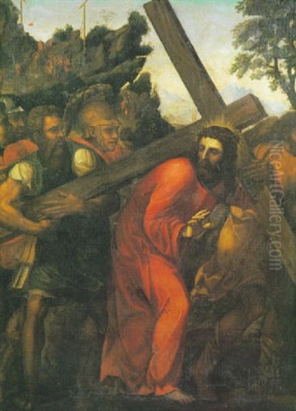 Gesu Porta La Croce Aiutato Dal Cirenaico Oil Painting by Bartolomeo Neroni