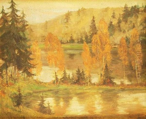 Herbstlandschaft Oil Painting by Mikhail Vasilievich Nesterov