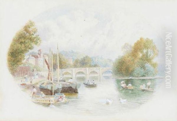 Richmond Bridge Oil Painting by Foster Birkett