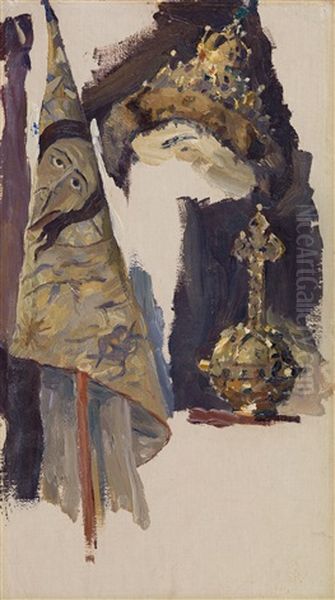 Studies For The Painting Russia; The Soul Of The People (2 Works) Oil Painting by Mikhail Vasilievich Nesterov