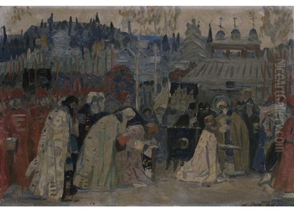 Segen Oil Painting by Mikhail Vasilievich Nesterov