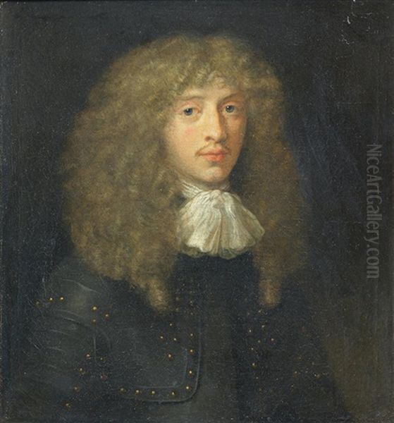 Portrait Of A Gentleman, Bust-length, In Armour by Caspar Netscher