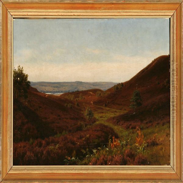 Moor Landscape At Silkeborg Lake District Oil Painting by Axel Birkhammer