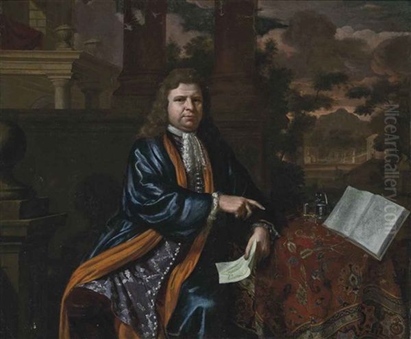 Portrait Of A Gentleman, Traditionally Identified As Francois Michel Le Tellier, Marquis De Louvois (1641-1691), Three-quarter-length Oil Painting by Caspar Netscher