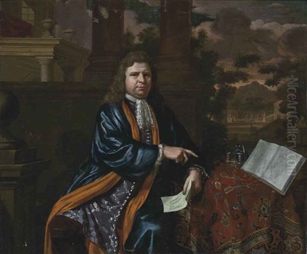 Portrait Of A Gentleman, Traditionally Identified As Francois Michel Le Tellier, Marquis De Louvois (1641-1691) Oil Painting by Caspar Netscher