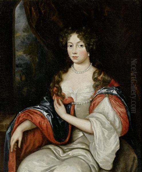 Bildnis Einer Dame, Wohl Madame Manzini Oil Painting by Caspar Netscher