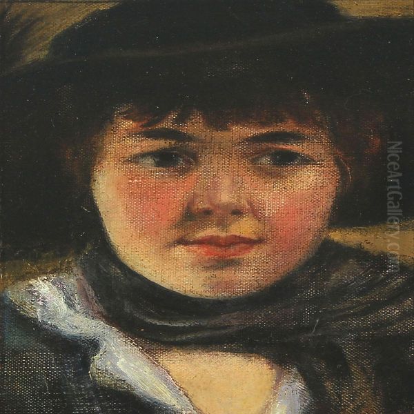 Portrait Of Italian Boy Oil Painting by Jens Birkholm