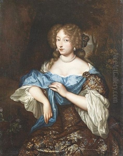 Portrait D'une Dame De Qualite Oil Painting by Caspar Netscher