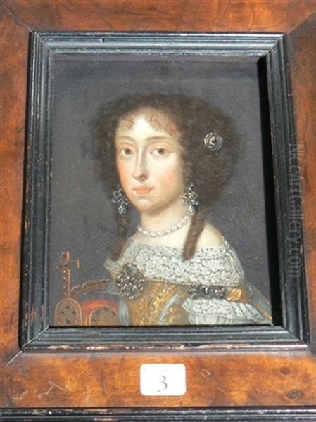 Portrait De Marguerite De Habsbourg (?) Oil Painting by Caspar Netscher