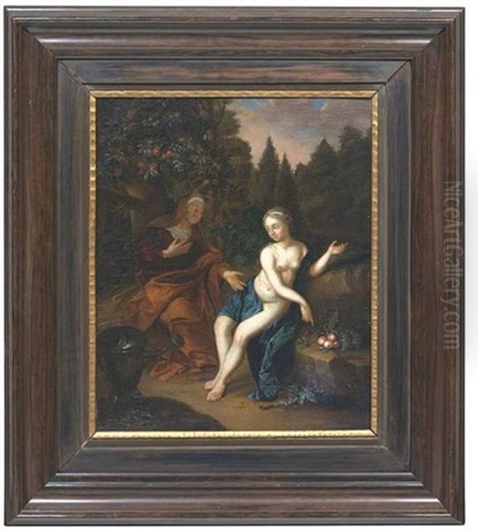 Vertumnus Und Pomona In Einer Landschaft Oil Painting by Caspar Netscher