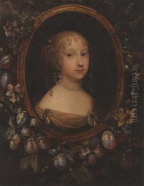 Portrait Of Madame Grigon (daughter Of Marquis De Sevigny) Oil Painting by Caspar Netscher