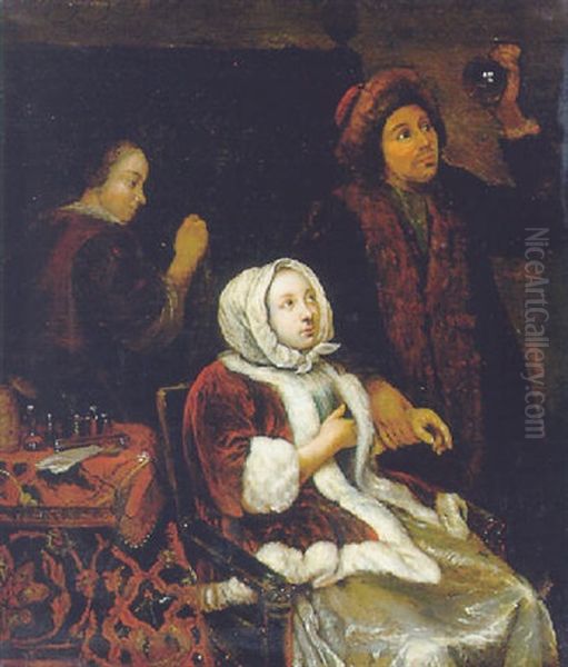 The Doctor's Visit Oil Painting by Caspar Netscher