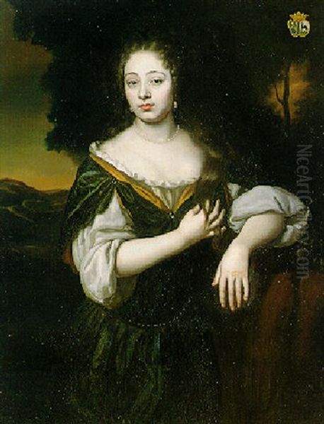 Portrait Of A Young Lady Of The Grefarth Family Oil Painting by Caspar Netscher