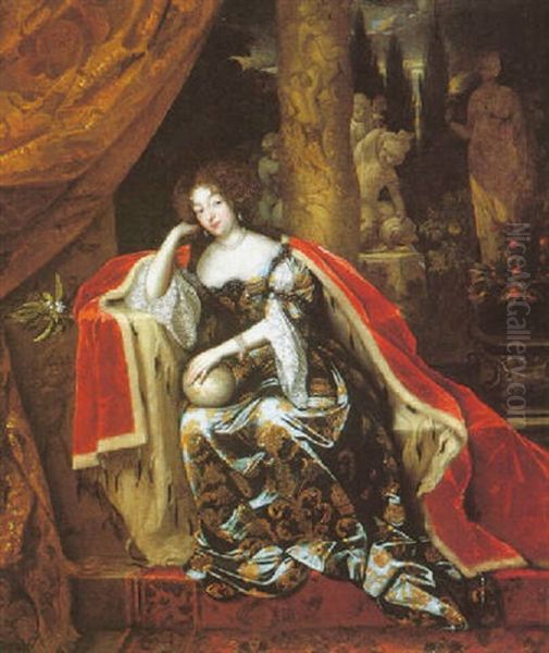 Portrait Of Mary Stuart, Queen Of England Oil Painting by Caspar Netscher