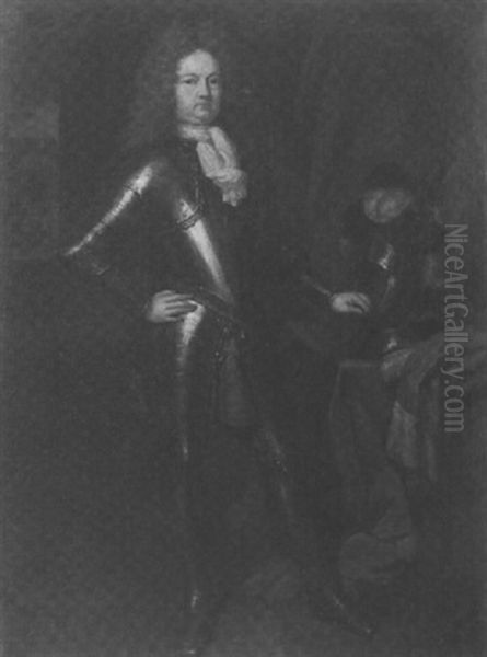 Portrait De Gentilhomme En Armure Oil Painting by Caspar Netscher