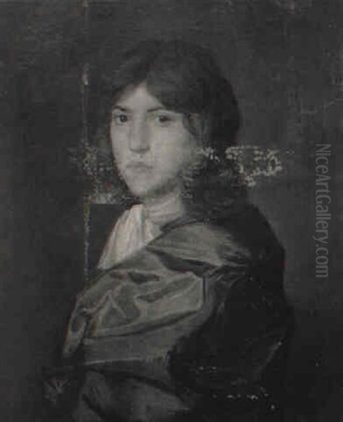 Portrait Of A Gentleman, Half Length, In A Green Cloak Oil Painting by Caspar Netscher