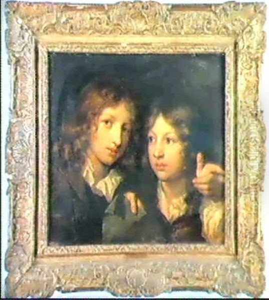 Portrait Presume Des Deux Fils De L'artiste Oil Painting by Caspar Netscher