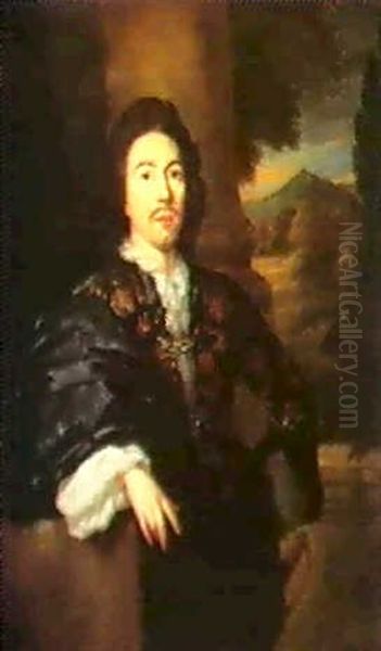 A Portrait Of A Gentleman Of The Huybert Family... Oil Painting by Caspar Netscher