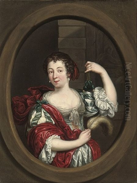 Portrait Of A Lady (louise De Kerouaille, Duchess Of Portsmouth?) Oil Painting by Constantyn Netscher