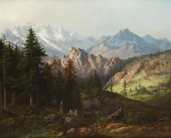 Paysage De Montagnes Oil Painting by Benjamin Netter