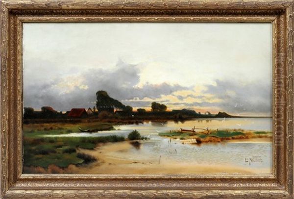 Sunset Oil Painting by Louis (Ludwig) Neubert