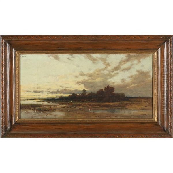 Clam Diggers Oil Painting by Louis (Ludwig) Neubert