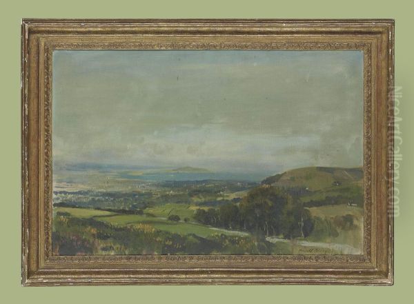 Dublin Bay From The Hills Above Rathfarnham, Co. Dublin Oil Painting by Oswald Hornby J. Birley