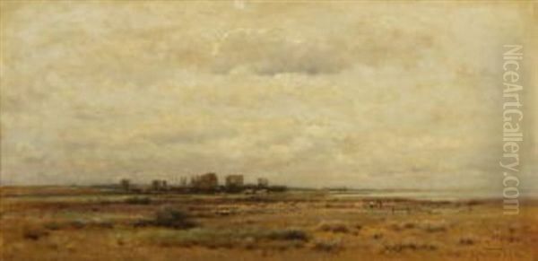 Flache Wiesenlandschaft Oil Painting by Louis (Ludwig) Neubert