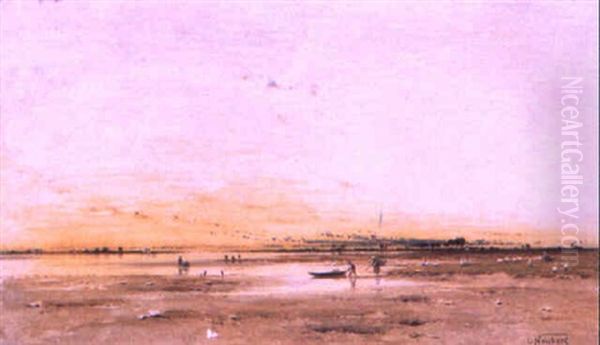 An Estuary At Dawn Oil Painting by Louis (Ludwig) Neubert