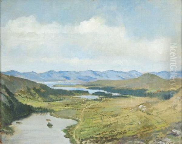 Macgillycuddy Reeks Oil Painting by Oswald Hornby J. Birley