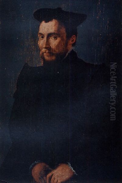 Portrait Of A Gentleman Wearing Clerical Robes And A Black Cap Oil Painting by Nicolas Neufchatel