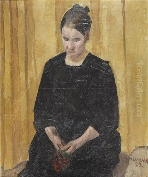 Frau Mit Nelken Oil Painting by Werner Neuhaus