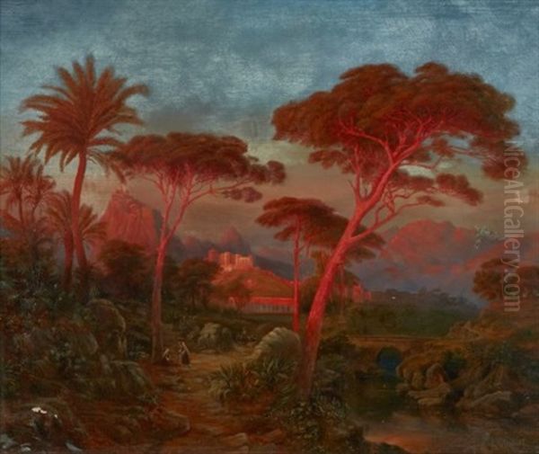 The Cedars Of Lebanon Oil Painting by Ludwig Neuhoff