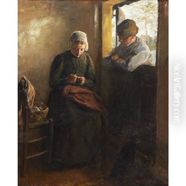 The Old Old Story Oil Painting by Albert Johan (Jan) Neuhuys