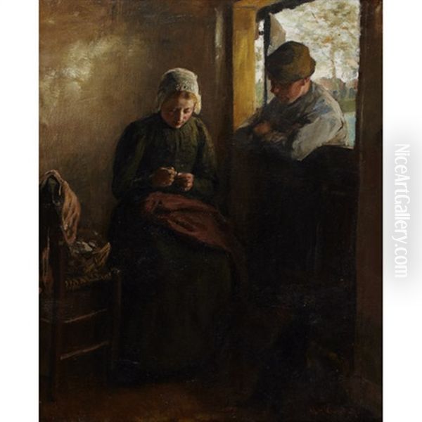 The Old Old Story Oil Painting by Albert Johan (Jan) Neuhuys