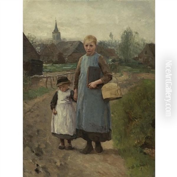 Return From Church Oil Painting by Albert Johan (Jan) Neuhuys