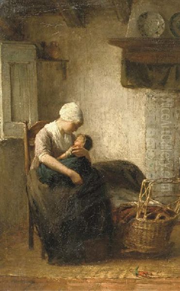 Motherly Love Oil Painting by Albert Johan (Jan) Neuhuys