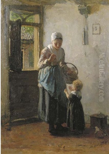 Mothers Return Oil Painting by Albert Johan (Jan) Neuhuys