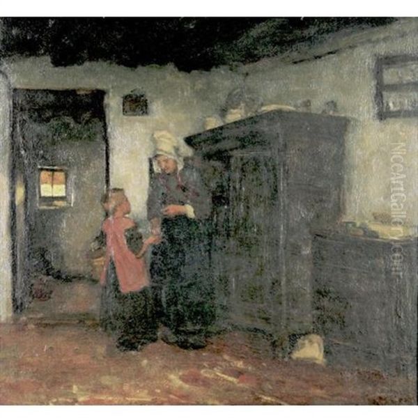 Peasant Interior Oil Painting by Albert Johan (Jan) Neuhuys