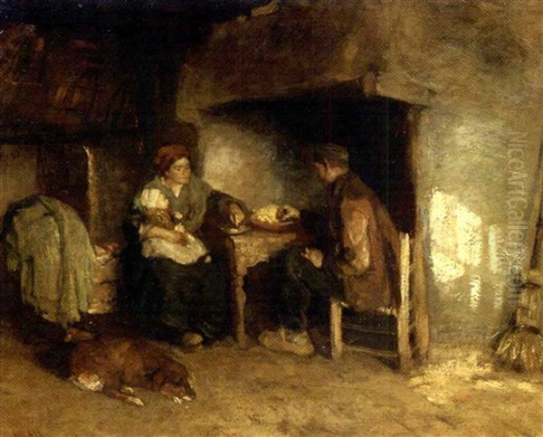 Dinner Time Oil Painting by Albert Johan (Jan) Neuhuys