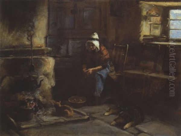 Hollandische Bauerin Oil Painting by Albert Johan (Jan) Neuhuys